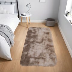 MITAPETE COM - Tapete Pie De Cama Peludo Antideslizante 50 X 80 cms Beige