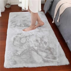 MITAPETE COM - Tapete Alfombra Pie De Cama Piel Sintetica Conejo 50 X 80 cms Gris Claro