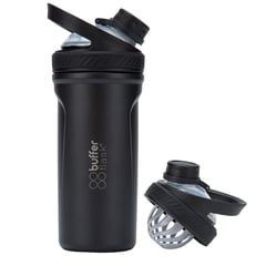 BUFFER FLASK - Termo Shaker Buffer Mezclador Proteina Acero Inoxidable - Negro