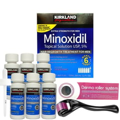 AMERICAN GENERICS - Minoxidil Kirkland al 5% Tratamiento Completo + Dermaroller