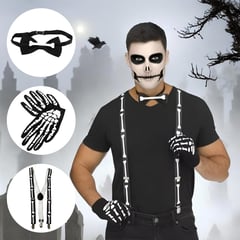 COMPRALOENCASA COM - Set Esqueleto Halloween Tirantes Guantes Moño Hueso OF-1292