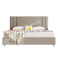 EKONOMODO COLOMBIA - Cama Semidoble + espaldar Lupe taupe + colchon Flexia quarzz