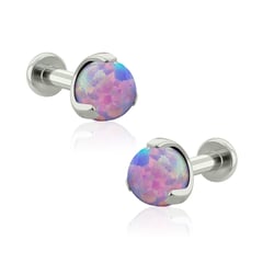 AGHA JEWELRY - Titanio Aretes piercing Prong set Ball Opal para Lóbulo