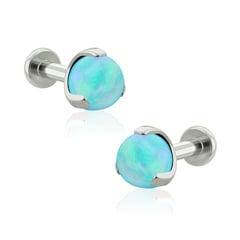 AGHA JEWELRY - Titanio Aretes piercing Prong set Ball Opal para Lóbulo