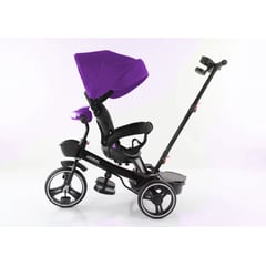 BABY BOOM - Triciclo Paseador Morado mp3 Bluetooth Reclinable giratorio