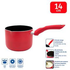 EXCALIBUR - Olla anti-adherente con Mango de 14cm Rojo