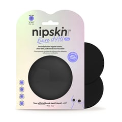 NIPSKIN - Cubre Pezón Negro Adhesivos Reutilizables Ultra delgados Talla Plus