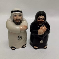 GENERICO - Juego Salero Y Pimentero Antiguo Pareja Arabe En Porcelana