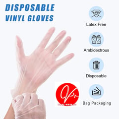 GENERICO - Guantes Descartables de Vinilo Color Transparente Caja x100 Talla L