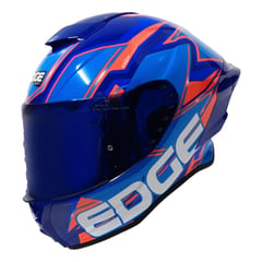 EDGE HELMETS - Casco Edge Integral Shanghai Quartz Rojo Azul Brillante XL - Azul - M