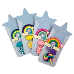 GENERICO - Pinza Gancho Arcoiris- Accesorio Cabello Niña - Set X 3un- Azul