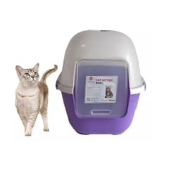 HALLY PET - Baño arenero grande para gatos sin filtro mas pala Morado