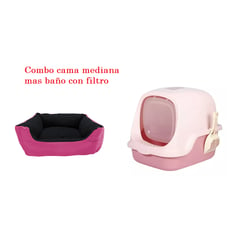 HALLY PET - Combo Baño arenero con filtro mas cama mediana impermeable