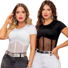 IPANU - BLUSA POLIESTER SPANDEX AJUSTADA BLANCO