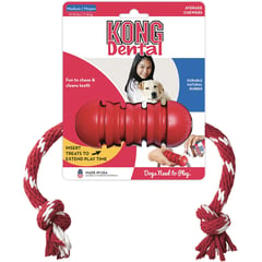 KONG - PERRO CAUCHO CLASSIC DENTAL CON LAZO MEDIUM