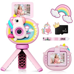 GENERICO - Camara Digital Lente Abatible Selfie Para Niños Sd32 Tripode