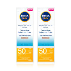 NIVEA - Protector Solar Control Brillo Tonomedio Fps50 50ml X2