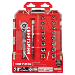 CRAFTSMAN - Juego De Ratchet Y Copas Cuadrante 1/4 X 20 Pzs Marca