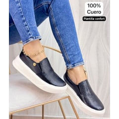 EVEGONZ - Zapatos en Cuero Mocasines negros para mujer