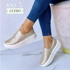 EVEGONZ - Zapatillas en Cuero Mujer Calzado Casual dama