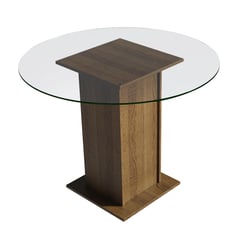 MADESA - Mesa de Comedor Redonda con Tablero de Cristal 5324 Marrón