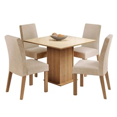 MADESA - Juego de Comedor Evelin con 4 Sillas - Tablero de Madera y Cristal