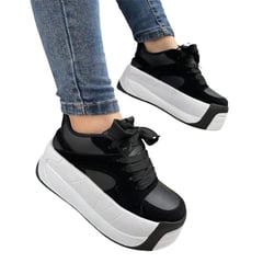 EVEGONZ - Zapato Plataforma Negro Tenis Alto de Moda Femenina