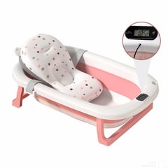 GENERICO - Bañera Tina Para Bebe Plegable Con Termometro Digital+Cojín