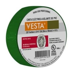 SUAVESTAR - Cinta Aislante Verde Certificada, Vesta, 18 Mm X 18,28 Mts