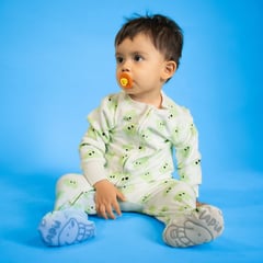 LAPU KIDS - Pijama térmica enteriza Monster Verde, desde 0 hasta 5 años