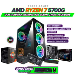 AMD - PC GAMER RYZEN 7 5700G/ GRAFICA RTX4060 8GB/ RAM 32GB/ SSD 512GB + COMBO GAMER