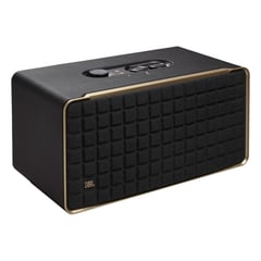 JBL - Altavoz inteligente Authentics 500 retro Wi-Fi Bluetooth y asistentes de voz - Negro