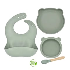 MUNDO BEBE - Set Vajilla Para Bebé 4 Piezas Silicona Libre BPA