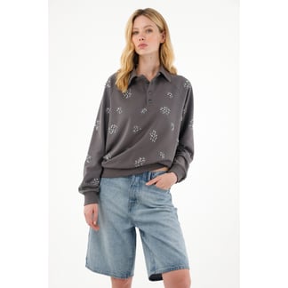 TENNIS - Buzo gris oversize con apliques de brillo para mujer