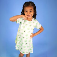 LAPU KIDS - Vestido Bell Monster Cloud verde para niñas de 12-18m a 7Y