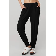 ALO YOGA - Pantalon whisper acanalado de cintura alta Negro W51033RBLAC