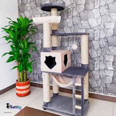 CATLIKE - Gimnasio Rascador Para Gatos Ref Cuna Gris Beige + Obsequio