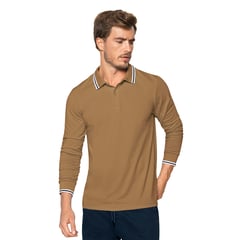 LEO - Camiseta manga larga tipo polo