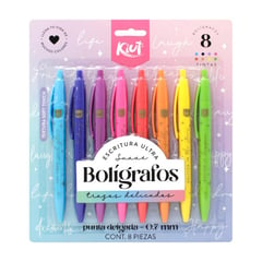 KIUT - Bolígrafo Retráctil Colores Surtidos X8