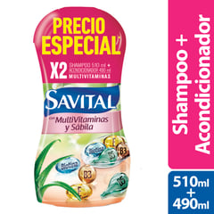 SAVITAL - Multivitaminas Shampoo 500ml Acondicionador