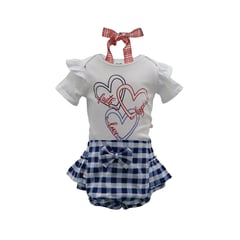 MATI MARIA TIRITAS - Conjunto De Short En Cuadros Azules+ Body Talla 3m - 6m Y 12Meses