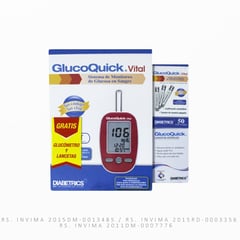 GLUCOQUICK - Tiras Glucómetro + Lancancetas 50Und