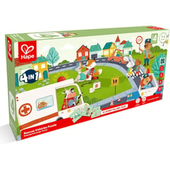 HAPE TOYS - CUATRO ROMPECABEZAS CARROS VEHÍCULOS DE RESCATE - NIÑOS