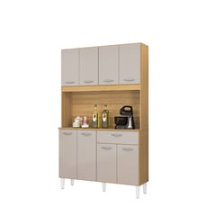 AKIVOY - Alacena Cassia 8 Puertas de Cocina Color Damasco/offwhite