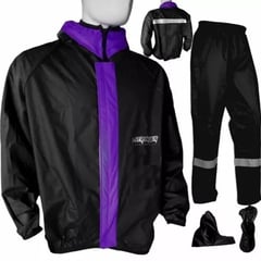 GENERICO - Impermeable Siliconado 3 Piezas Moto/bici Stronger Morado Talla L