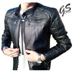 GENERICO - Chaqueta Chamarra Cuero Sintetico Para Hombre Slim NEGRA