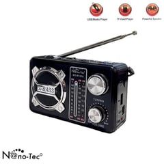 NANOTEC - Radio Portátil Recargable Con Bluetoothamfmsd + Linterna