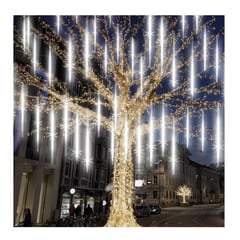 GENERICO - Cortina Luz Led Lluvia De Meteoro 50 Cm Decoración Navidad Blanco