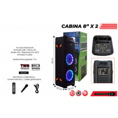 NIA - Equipo de Sonido Cabina Recargable Bluetooth FM USB 15000W LED