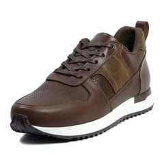 VIAR - Tenis Moda Cuero Para Hombre Walfer Cafe